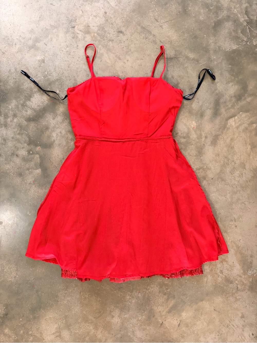 Soieblu Red Sequin Fit & Flare Mini Party Dress Sleeveless Size Medium - Picture 8 of 12